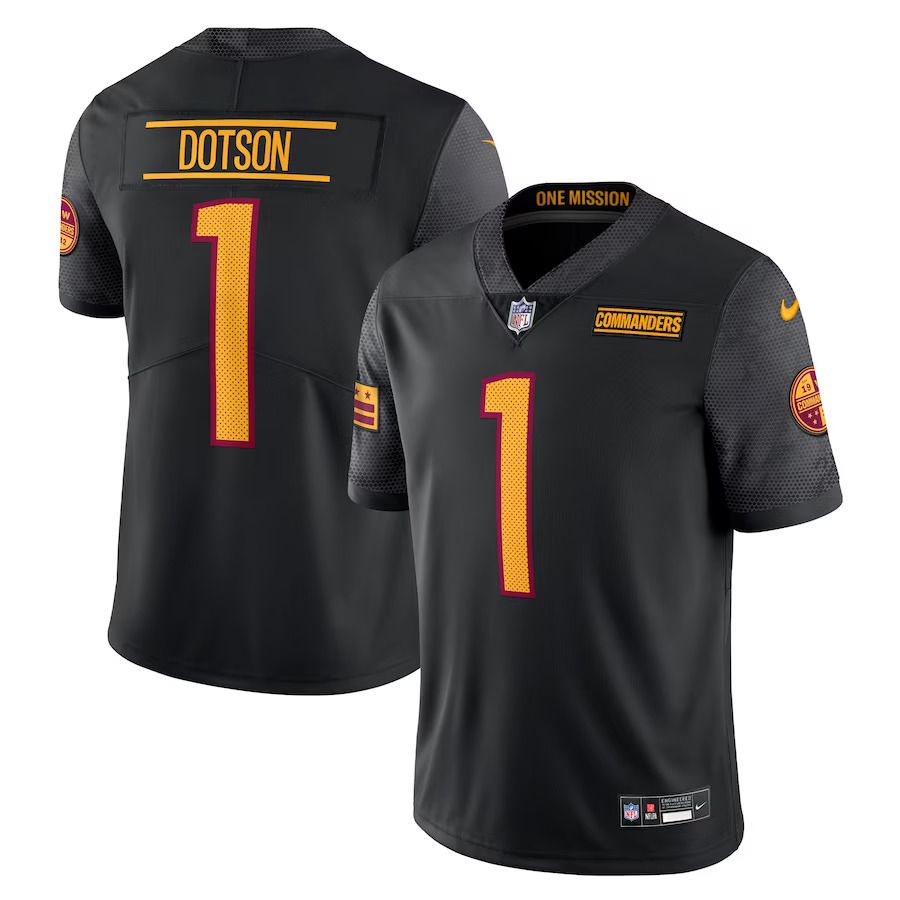 Men Washington Commanders 1 Jahan Dotson Nike Black Alternate Vapor Untouchable Limited NFL Jersey